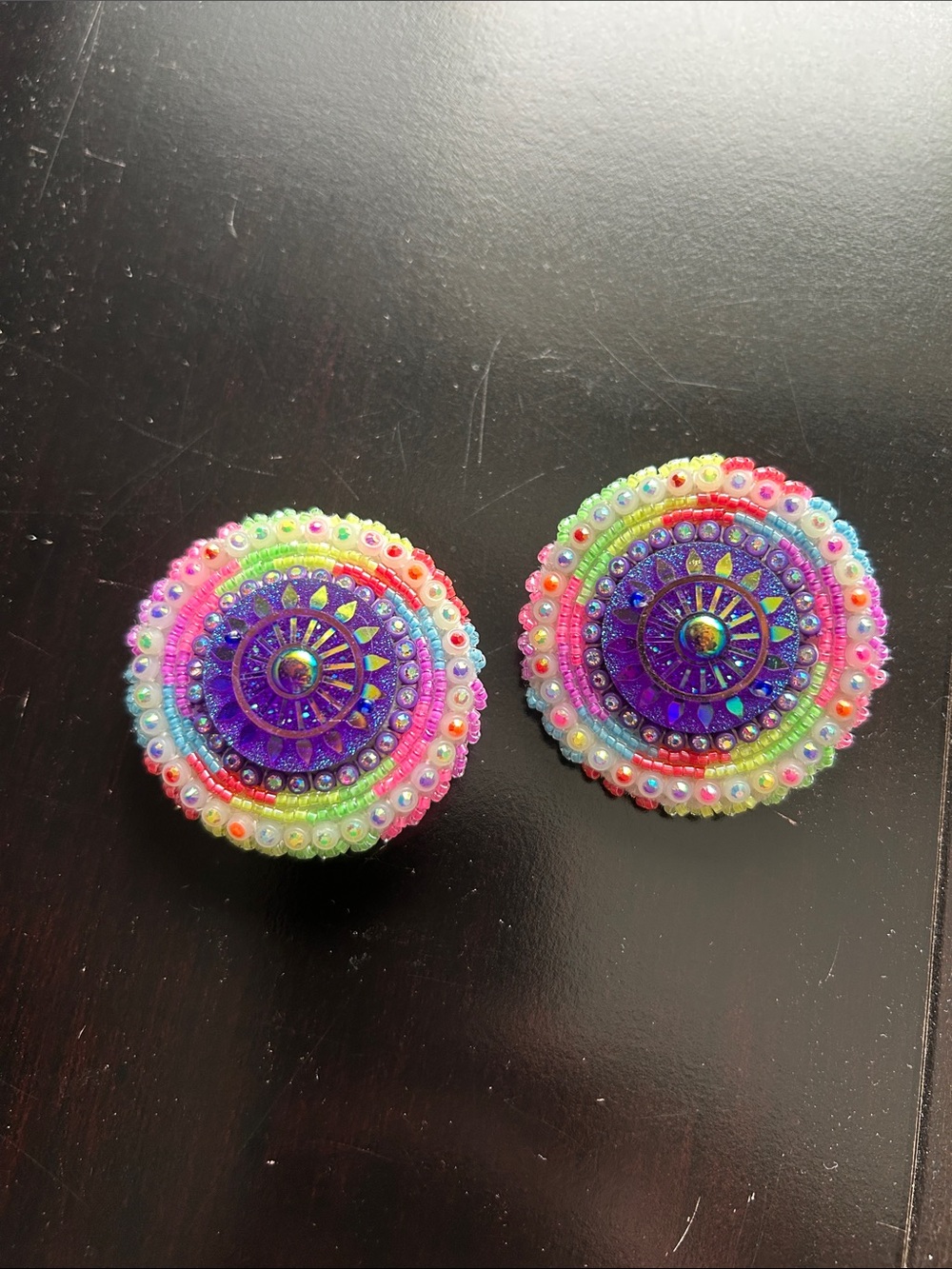 Colorful Rainbow Beaded Earrings